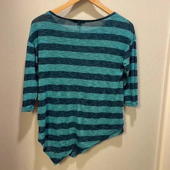 Caslon woman’s blue and turquoise striped three quarter length shirt - Picture 6 of 8